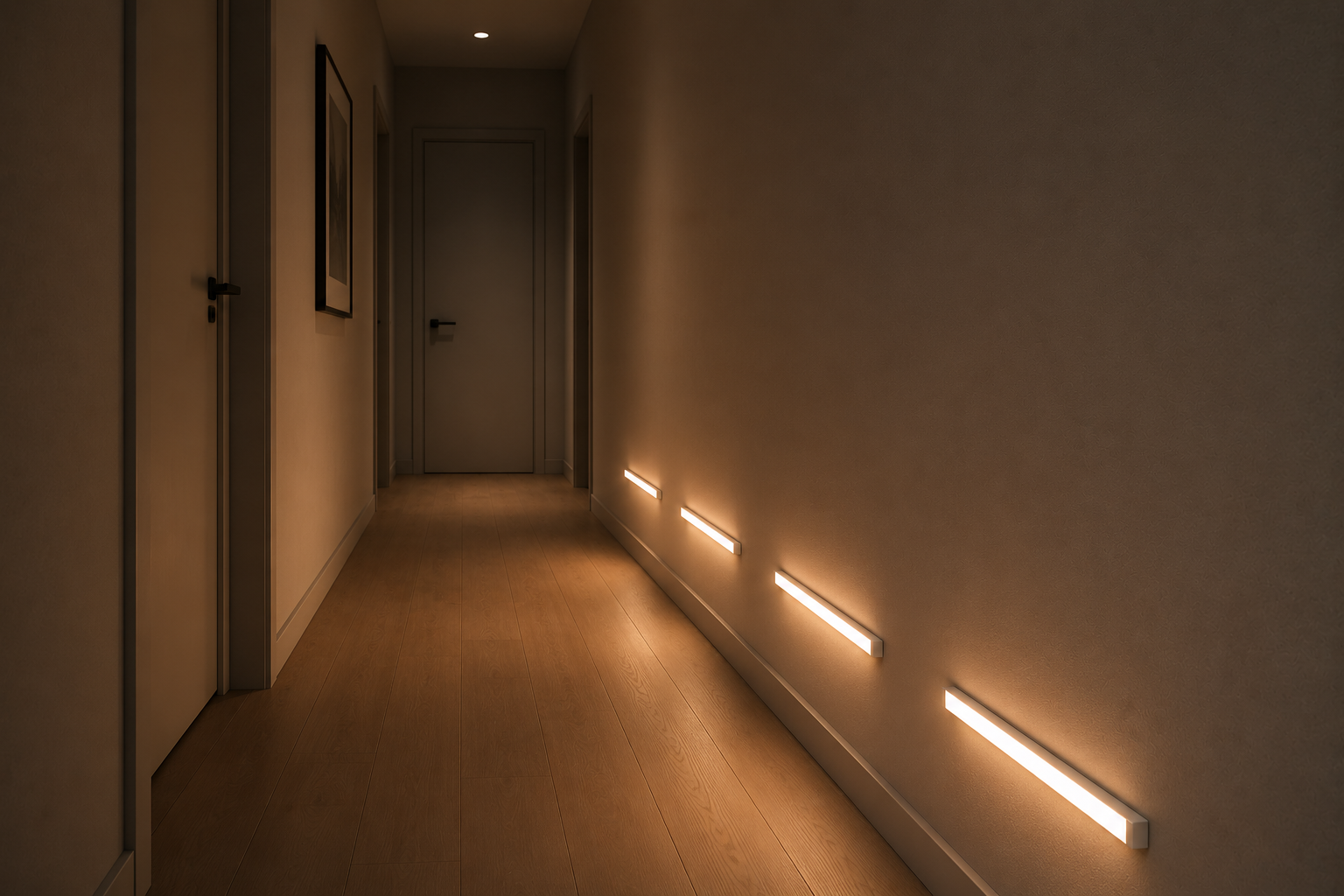 NUVRA LED dans un couloir